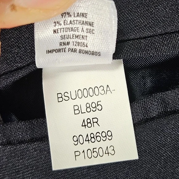 Bonobos Men's Sport Coat Blazer Two Button Navy Wool Spandex Athletic Fit 48R - Picture 16 of 16